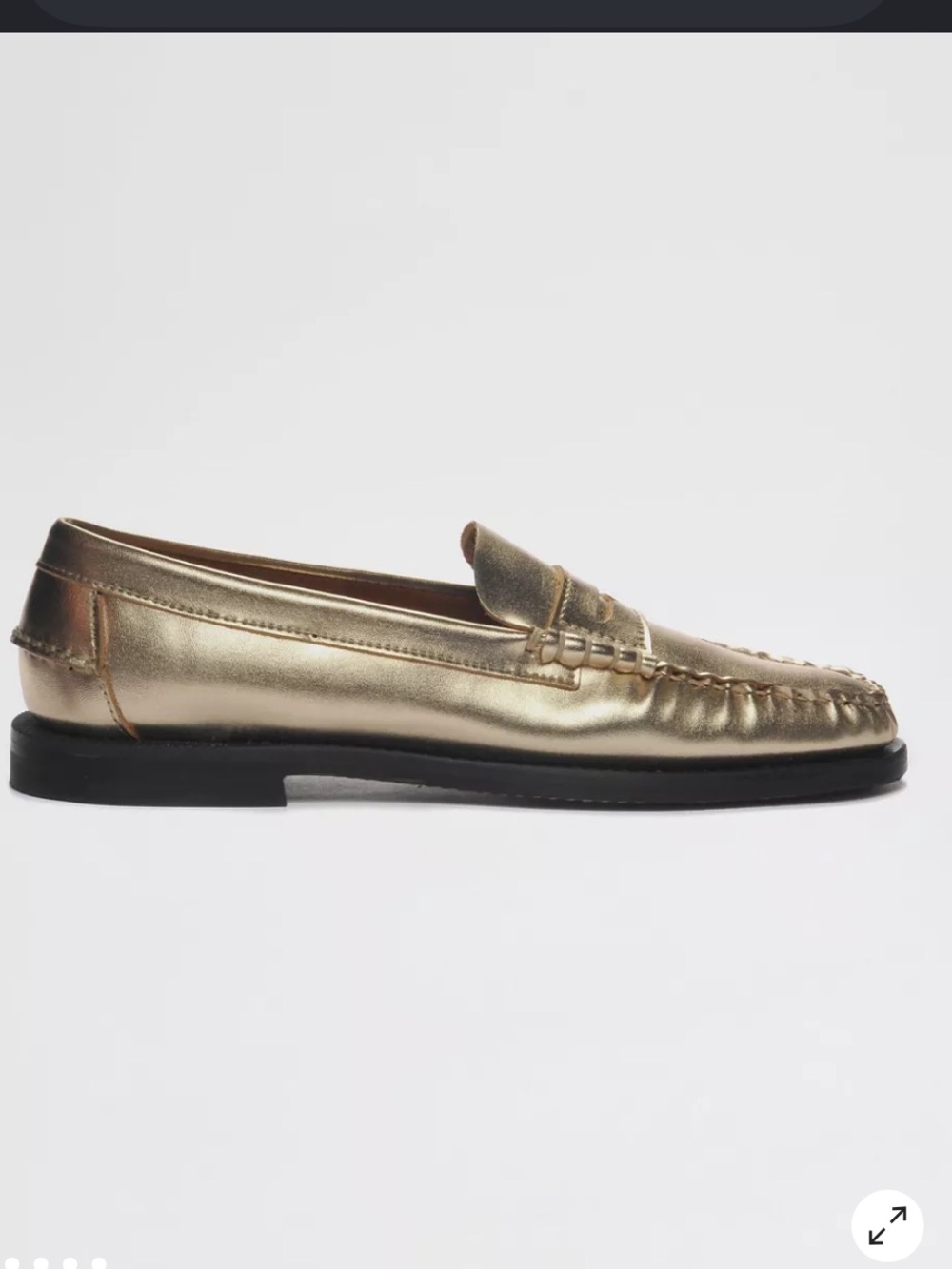 SEBAGO HAND-SEWN LEATHER GOLD LOAFERS
